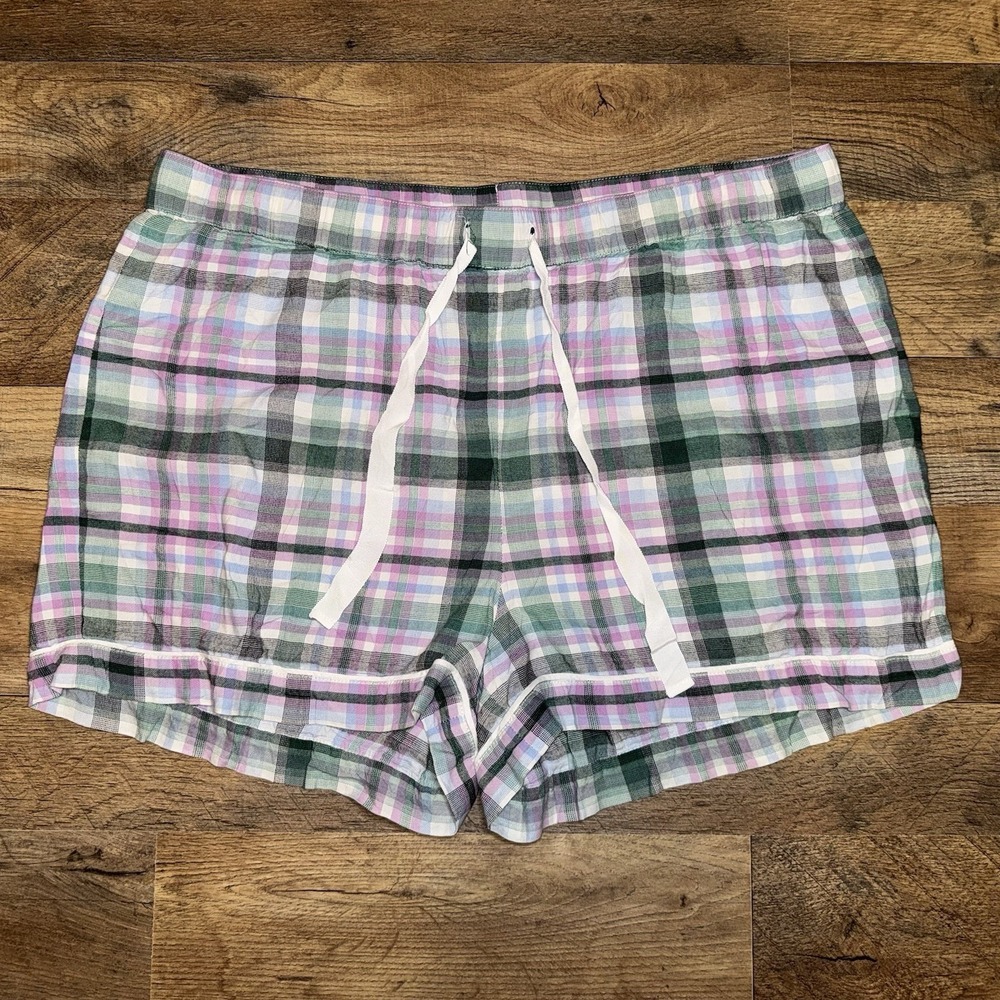 Ann Taylor Sleep Shorts Pink Blue Plaids Size Large